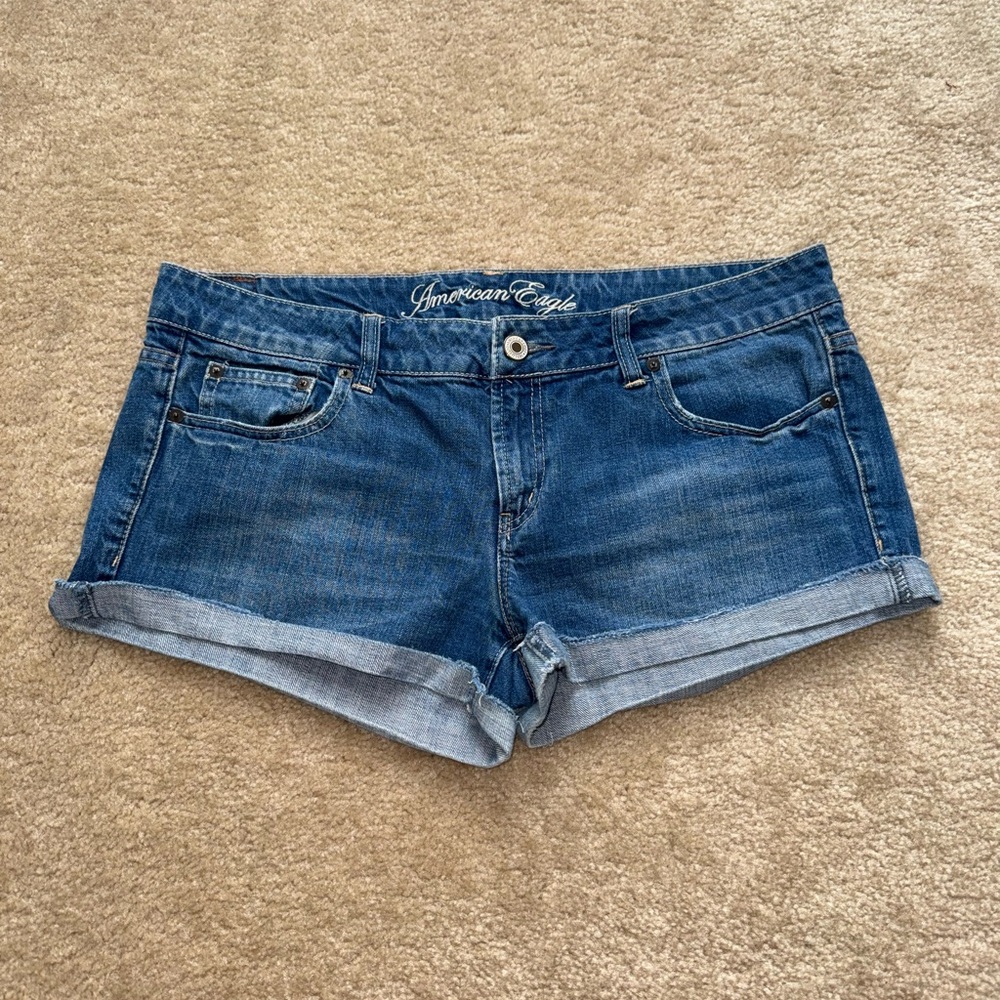 American Eagle Outfitters Women's Dark Blue Denim Jean Shorts